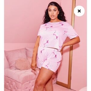 PrettyLittleThing Unicorn Print 2 piece sleep set. SIZE US 6